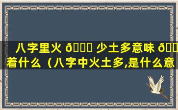 八字里火 🐅 少土多意味 🐎 着什么（八字中火土多,是什么意思）